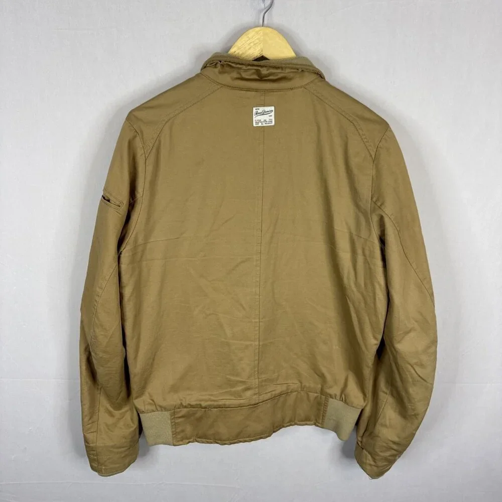 G Star Raw Fleet JKT Bomber Jacket Tan Cotton Linen Zip Front Mens M‎ Harrington